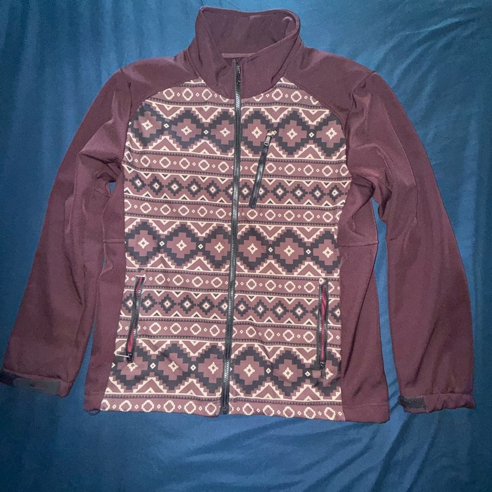Mens Aztec Softshell Water-Resistant Jacket - Burgundy